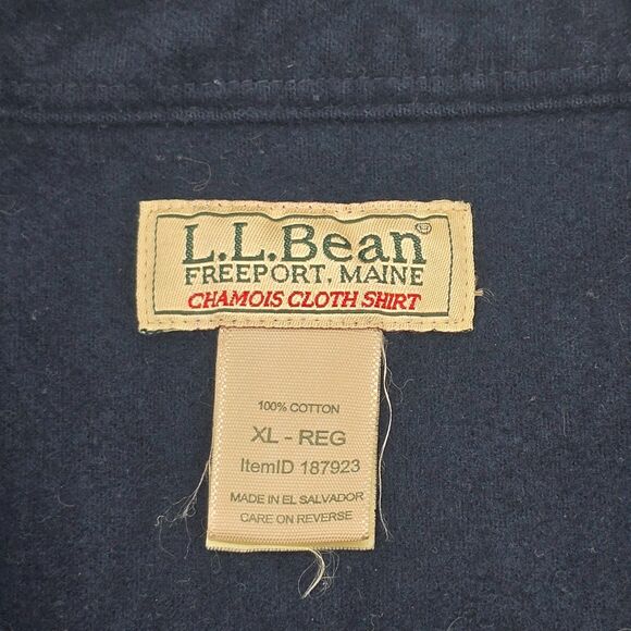 Vintage L.L. Bean Heavyweight Chamois Shirt Men's XL Blue 2 Pockets - Picture 4 of 6